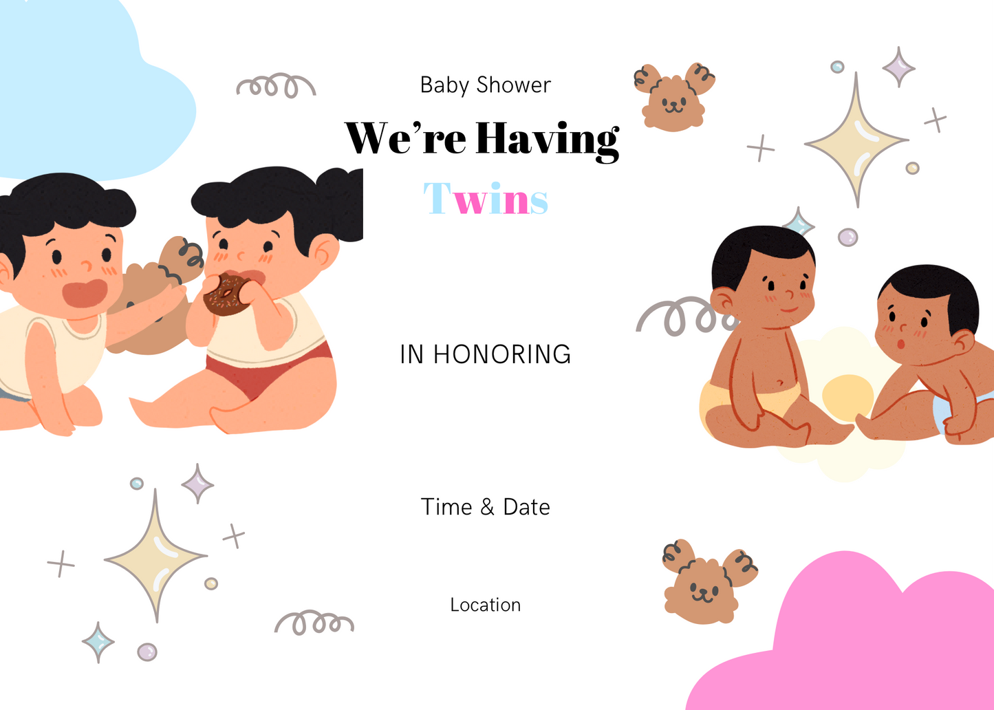 Twins baby shower invitation